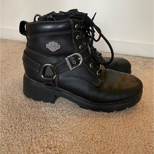 🏍Harley Davidson Authentic Vintage Classic Black Leather Tegan Combat Boots🏍